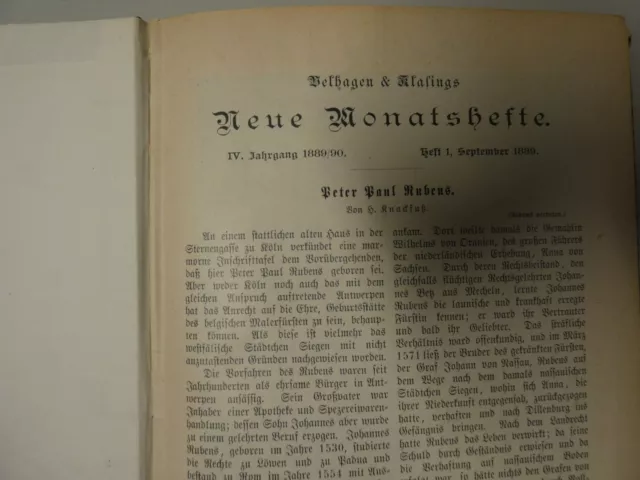 1889 1890 Velhagen Klasings Monatshefte Illustrierte Zeitschrift Antik  Y8-1358