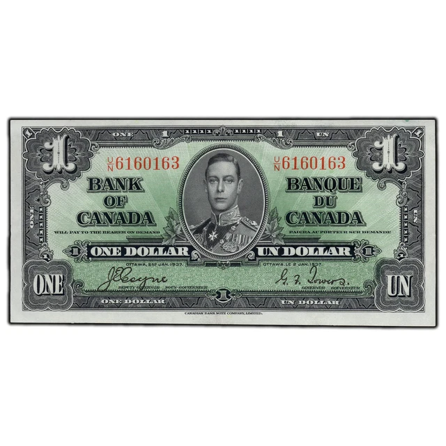 $1 1937 Bank of Canada Note Coyne-Towers U/N Prefix BC-21d - EF+