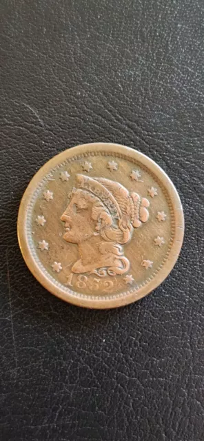 1852 Braided Hair Large Cent Circulated U.S. Copper Coin