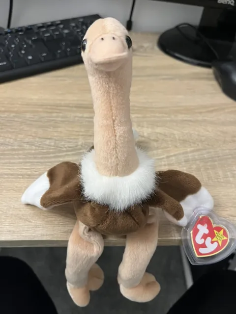 Ty Beanie Babies Stretch the Ostrich 1997 with original tags & plastic cover