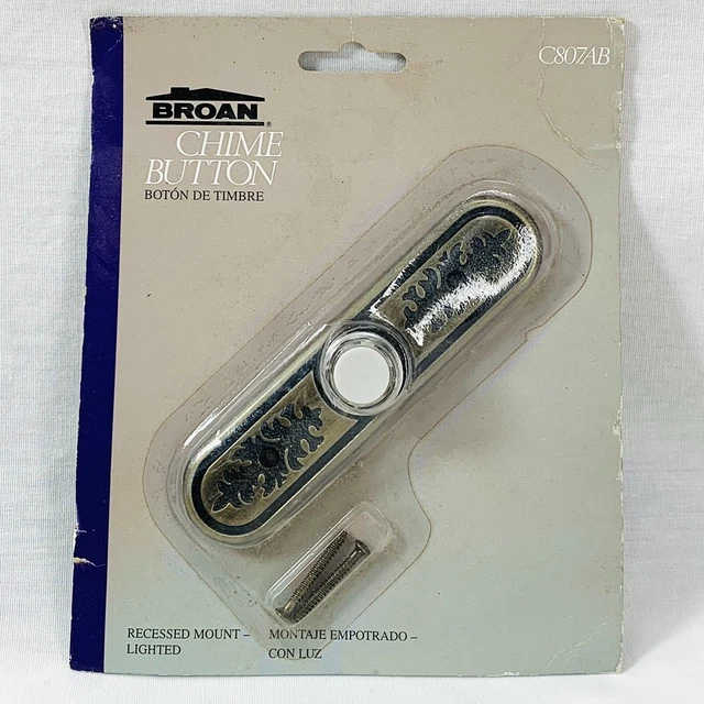 BROAN DOOR BELL Chime Button Lighted Antique Brass Recessed Mount