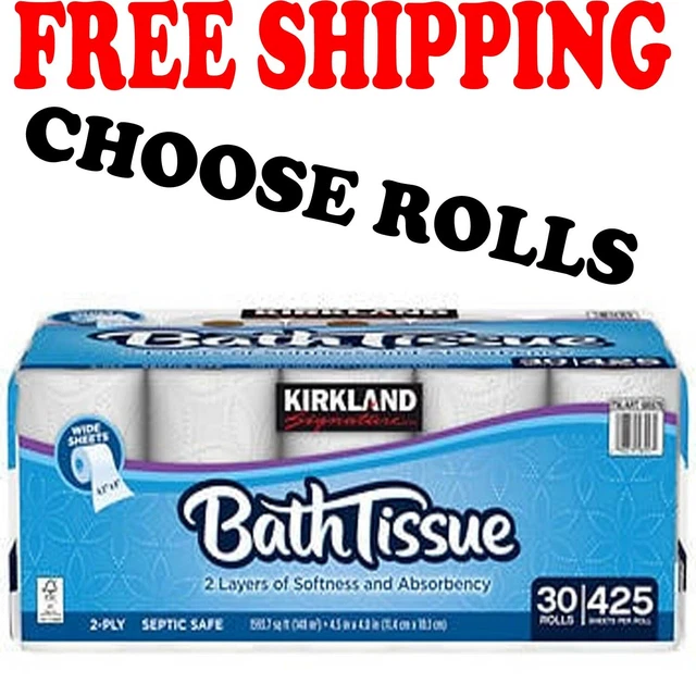 KIRKLAND SIGNATURE BATH Tissue, 2Ply, 425 sheets, 30 rolls (FREE