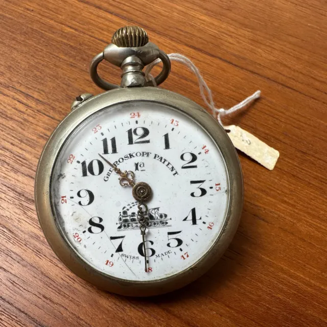Working Antique Gre Roskopf Patent 1A Swiss Made Pocket Watch