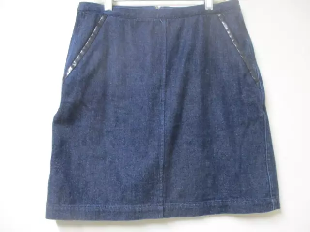 A.P.C. APC Rue Madame Paris blue denim faux leather trim pocket skirt euro 38