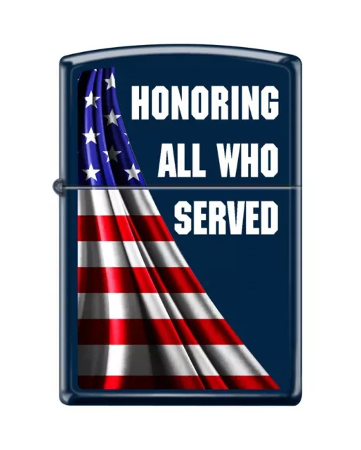 Zippo 1788, Honoring All Who Served Flag Design, Navy Blue Matte Lighter