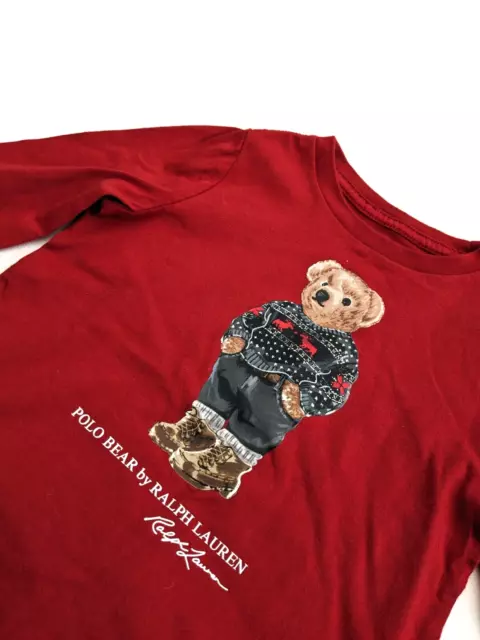Polo Ralph Lauren Bear T-shirt bambini 2 anni felpa pullover ragazze ragazzi top