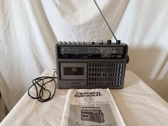 National Panasonic RF-5070LBE Radio Cassette Player Vintage c1977 w User Guide