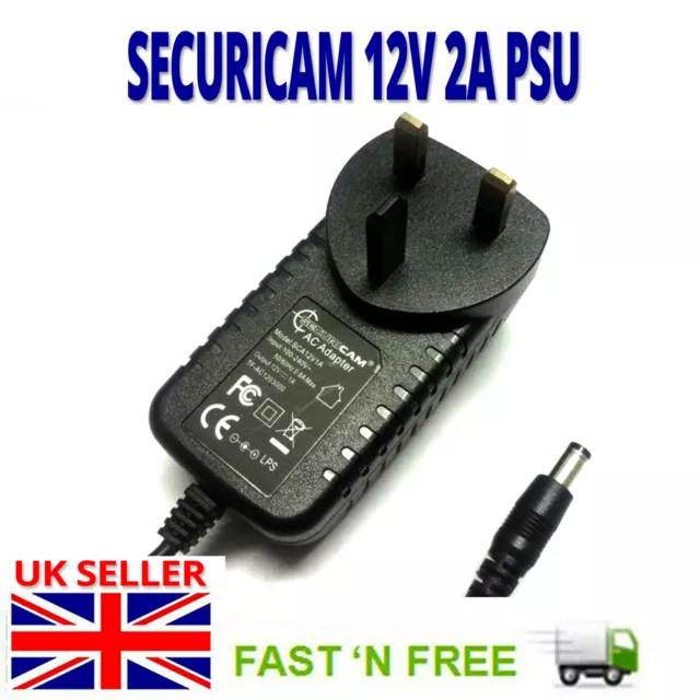 To Fit 12V Swann CCTV DVR Camera KITS Power Supply Adapter 12V 2A AC/DC Mains UK