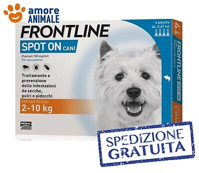 Frontline SPOT ON  4 pipette per cani da 2-10 Kg - Antiparassitario cane
