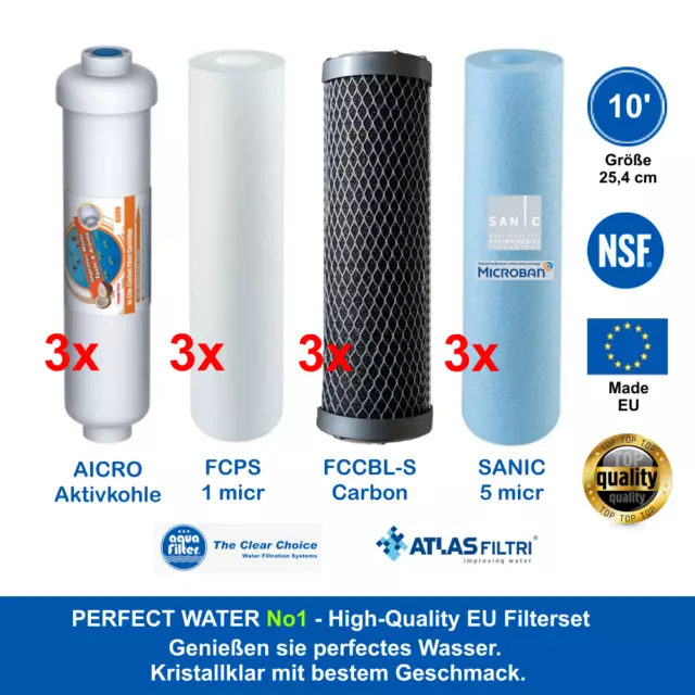 Osmose Filter Set EU Wasserfilter Osmoseanlage Ersatzfilter 10 Zoll 25,4 cm