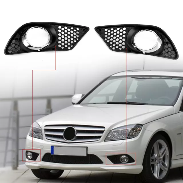 Pair Front Bumper Fog Light Grill Set pour Mercedes Benz C-Class W204 2008-10 E3