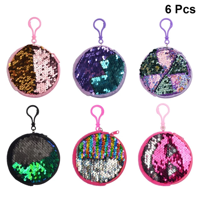 6pcs paillettes coin sac mode changement brillant sac à main créatif argent sac