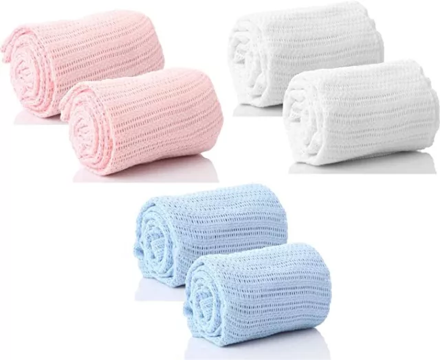 100% Cotton Premium Cellular Blanket, Extra Soft ,White,Blue & Pink