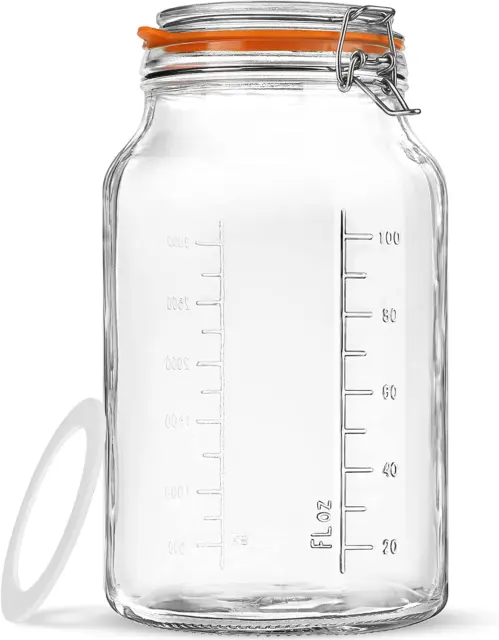 Super Wide Mouth Glass Storage Jar with Airtight Lids, 1 Gallon Large Capacity