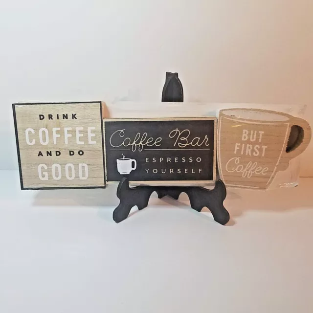 3 Mini Coffee Shop, Cafe, Barista Signs, Wall Decor, Coffee Bar But First Coffee