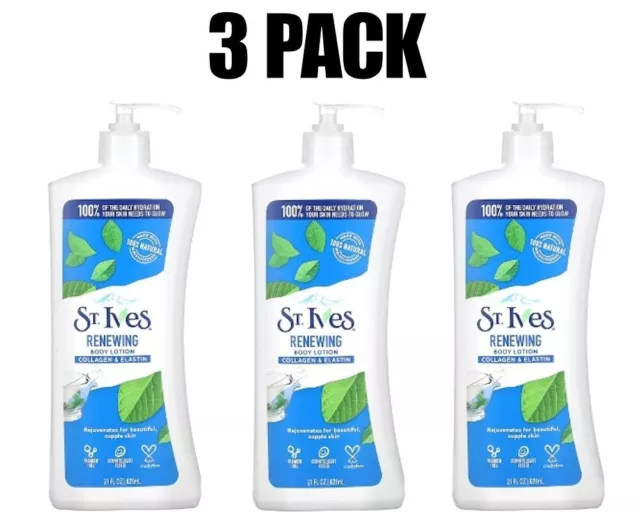 St. Ives, 3 PACK, Body Lotion, Renewing, Collagen & Elastin, 21 fl oz (621 ml)