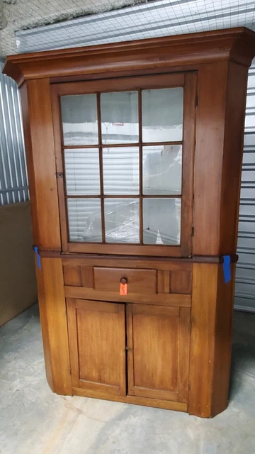 Antique  9 pane pine corner cupboard