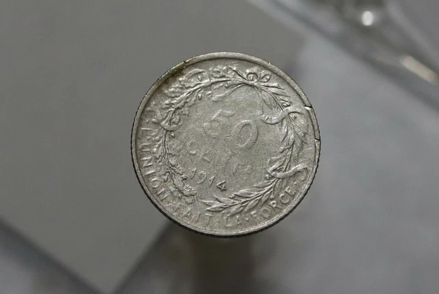 Belgium 50 Centimes 1914 Silver Des Belges B46 #Z9374