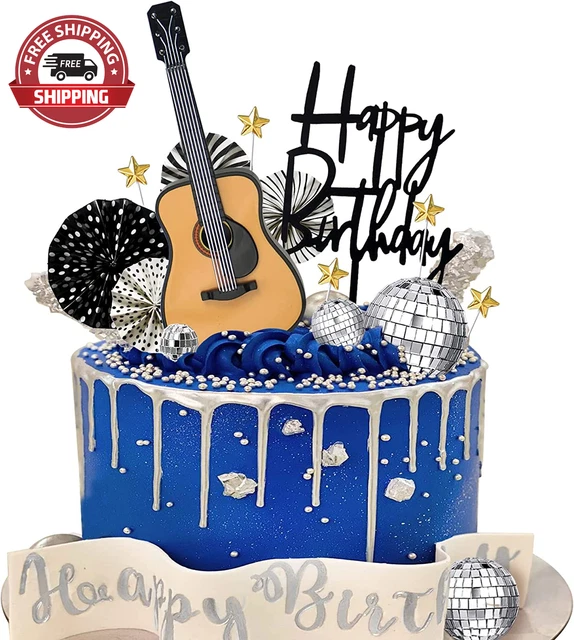 15 PCS Guitar Cake Toppers Disco Ball Cake Toppers Music Theme Birthday Cake Top