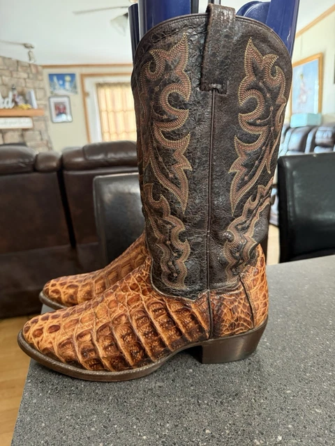 DAN POST BROWN Caiman Leather Western Cowboy Boots Size 9.5D Mens £180. ...