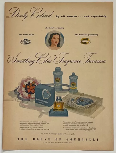 1946-47 Print Ad THE HOUSE OF GOURIELLI Dearly Beloved Something Blue Fragrance