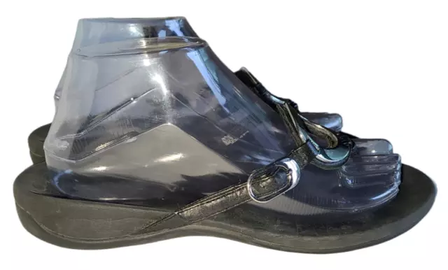 Vionic Karina Flip Flop Thong Sandals Slip On Black Leather Women's Shoes Size 8
