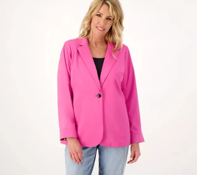 Belle by Kim Gravel Animal Pop Blazer Jacket Shocking Pink 2XL New