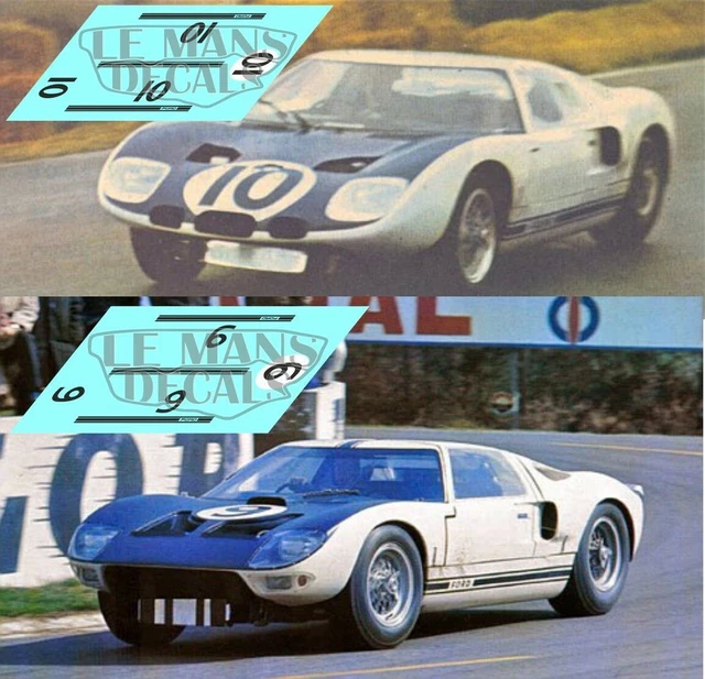 Décalcomanie Ford GT40 Le Mans 1964 - Plusieurs Tailles : 1:18, 1:24, 1:32, 1:43, Etc.