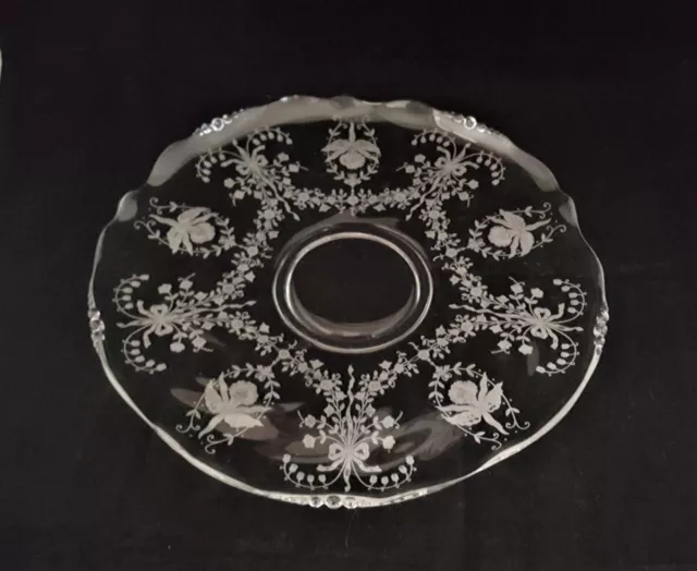 Heisey ORCHID Etched 14" Sandwich or Torte Plate Vintage Elegant Glass