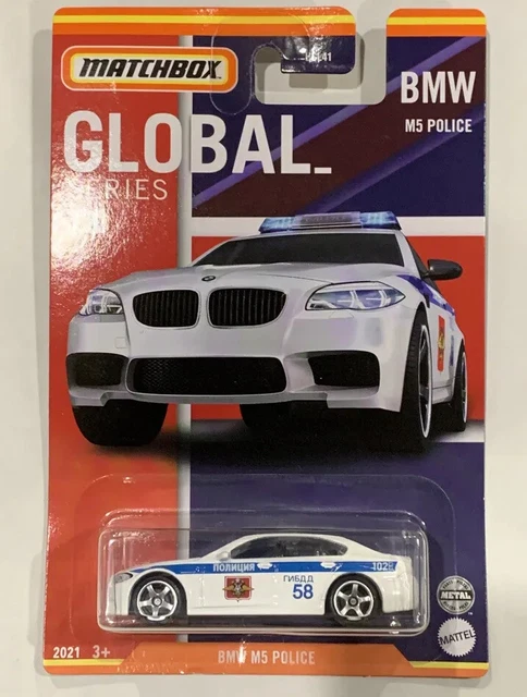 Miniature Matchbox BMW M5 Police 2025 - Blanc, échelle 1:64, Modèle Rescue EMT, Neuf