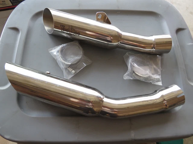 NOS Kawasaki ZX-14 2012-20 Polished Dual Shorty Slip On Exhaust Voodoo VEZX14L2P