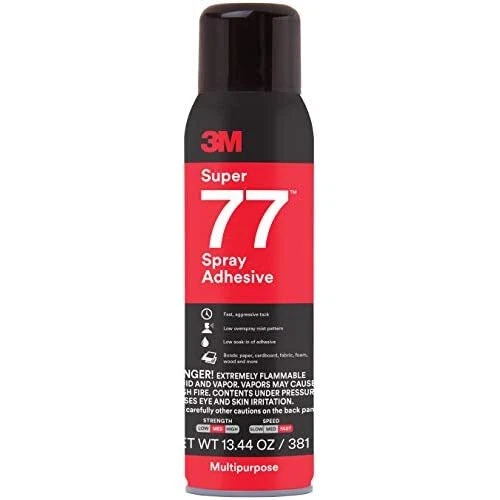 3M Super 77 Multipurpose Permanent Spray Adhesive Glue, Paper, Cardboard, Fabric