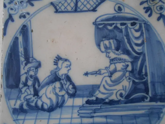 Antique Dutch Delft Biblical Tile 18th century. Pottery .Ancien carreau .  G... 2