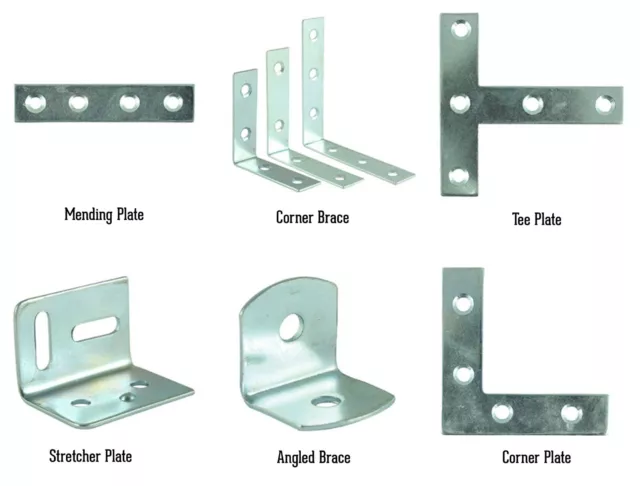 Stretcher Plates/Angled Worktop L Brackets Unfinished - Steel