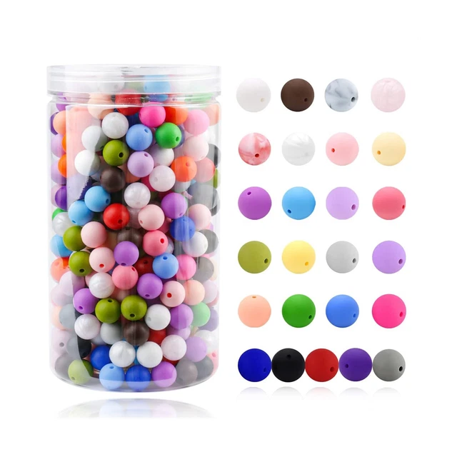 500 Perline in Silicone da 12 Mm, 25 Perline in Silicone Misto, Perline RotondT3