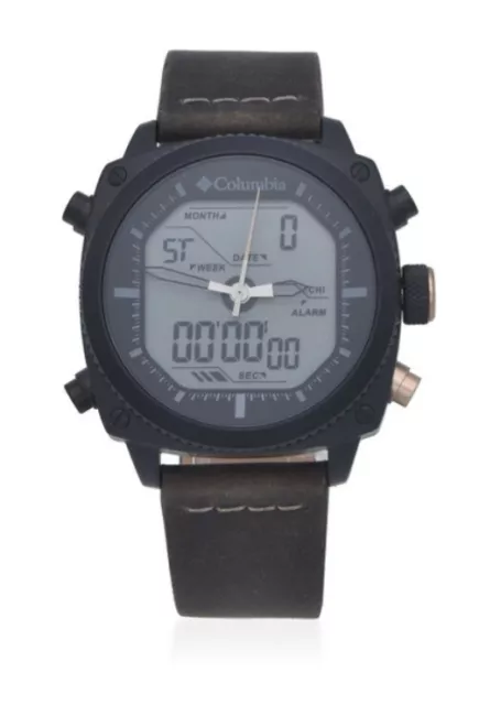 COLUMBIA RIDGE RUNNER Analog Digital Quartz Watch Brown Leather