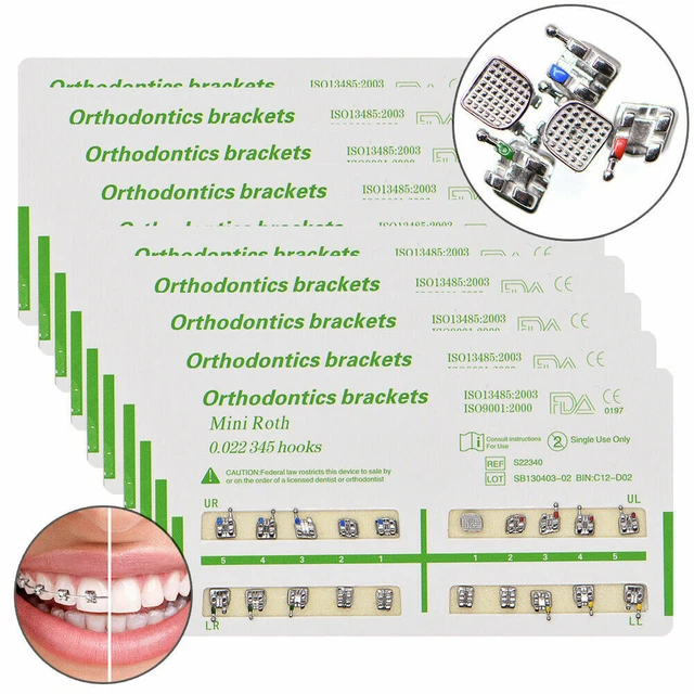 30 Packs Dental Orthodontic Brackets Metal Mini Roth Slot 022 Hooks 3 4 5 Brace