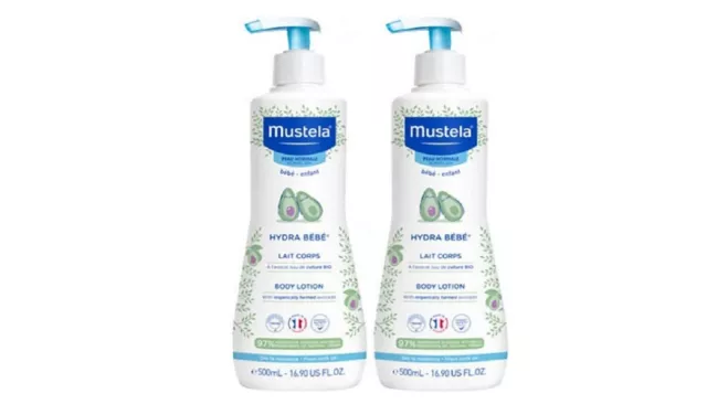 Pack 2x500ml. Leche Corporal Mustela Hydra Bebé Dosificador Hidrata Inmediata