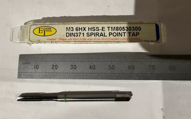M3 x 0.5 ROLL TAP TiN COATED HSS-E 6HX COLD FORMING TM38170300 EUROPA TOOL  P272