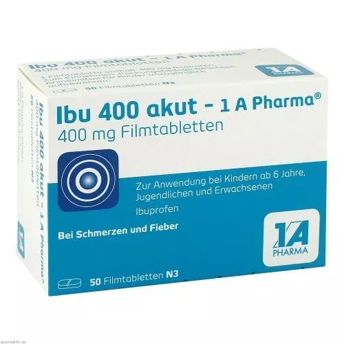 3x IBU 400 akut - 1A Pharma 50 Filmtabletten Ibuprofen 400mg PZN: 3045316