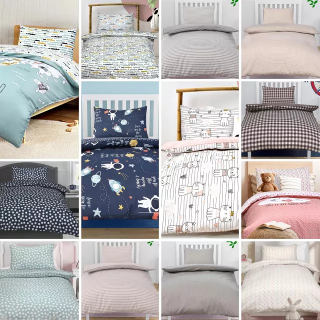 Baby Toddler Duvet Cover Cot Travel Junior Bed 100% Cotton Bedding Set