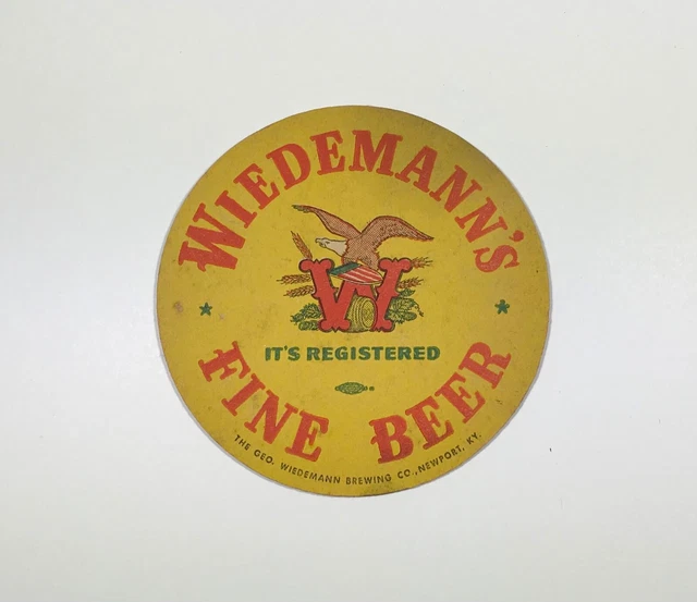 WIEDEMANN'S BEER CARDBOARD Coaster Eagle Yellow Old Vintage Advertising
