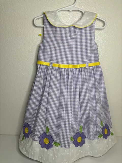 Vintage Seersucker Embroidered Girls Dress Beautiful Size 5t NWOT