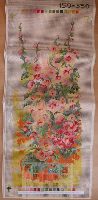 Junghans Knüpfbild, Knüpfteppich "Stockrosen" - ca. 44 x 102 - NEU