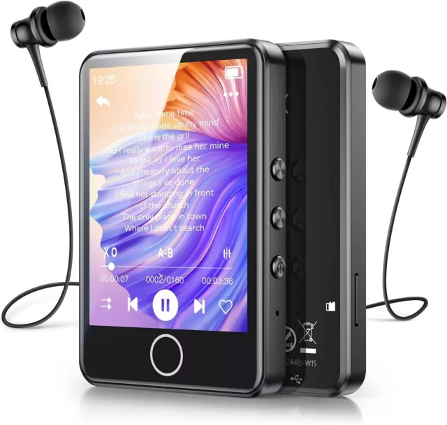 64Go Lecteur MP3 Bluetooth 5.3, AGPTEK Baladeur Numérique 2.8" Tactile Lecteur M