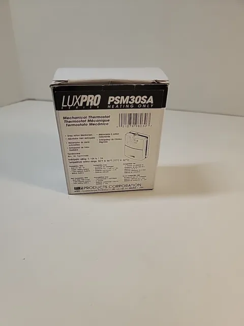 LuxPro Series PSM30SA Thermostat ~ Heating Only, New In Open Box.
