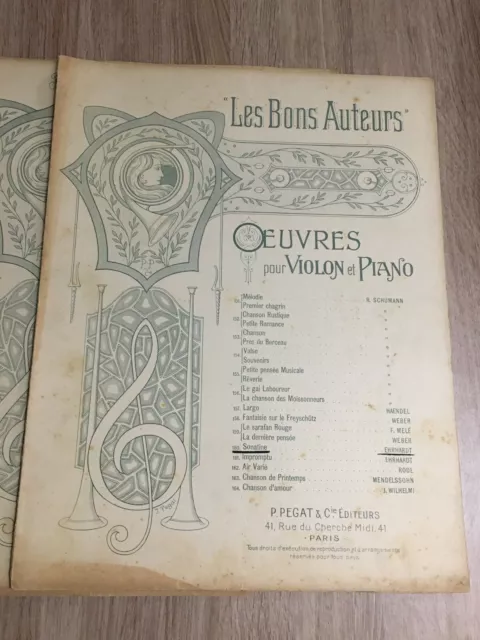 Lot 4 Anciennes Partitions de Musique Violon Piano - Les Bons Auteurs 2