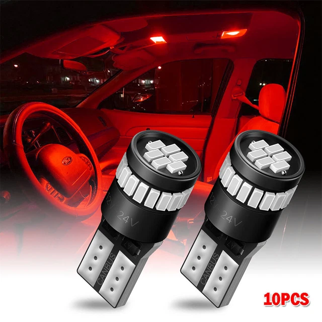 10x Red LED T10 194 168 W5W Interior Car Trunk License Plate Light Map Bulb Lamp