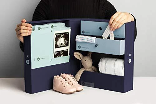 | Baby All-in-One Organizer | Blue – Fabric Bound Acid-Free Newborn Keepsake