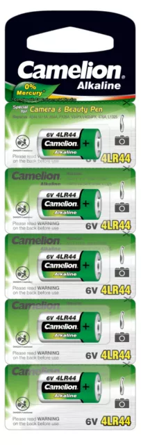 5x Camelion Plus Alkaline 4LR44 PX28A V4034PX A544 6V Photo Batterie 0%Mercury